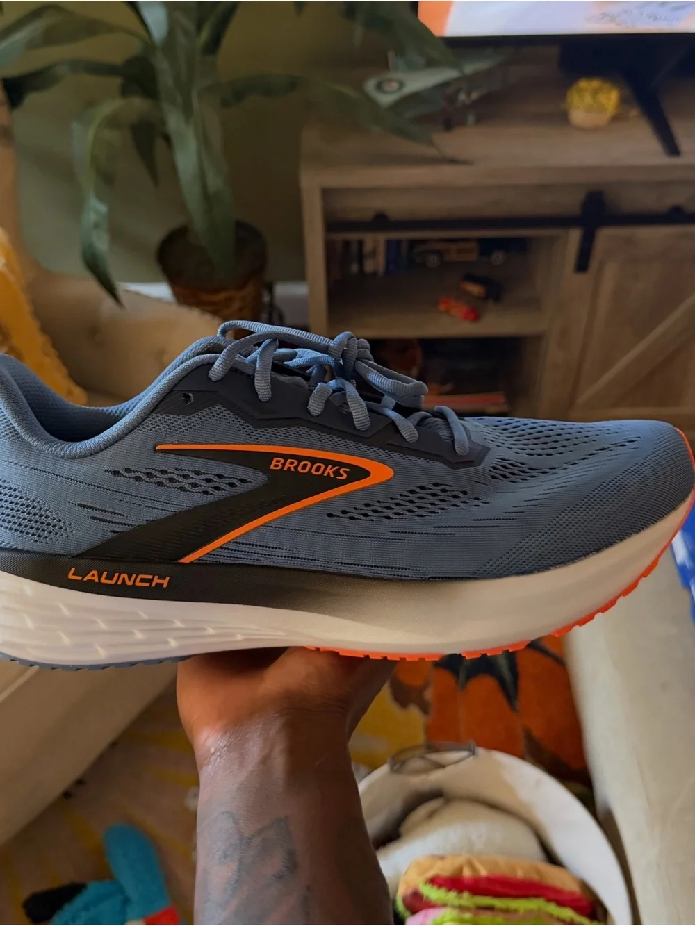 Brooks Launch 12 Running Shoe - Blue with Orange Accents